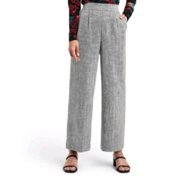 RACHEL COMEY for Target Wide Leg Linen Cotton Pants Womens Size 8 Herringbone‎ - Picture 1 of 16